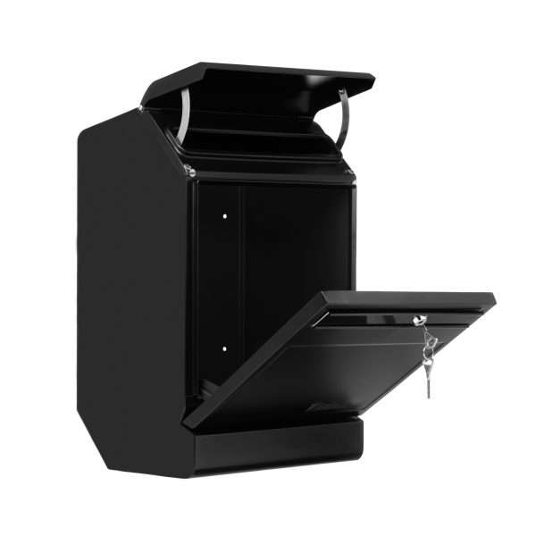 Finnbear RST musta-musta postilaatikko, kuvattu avoimena